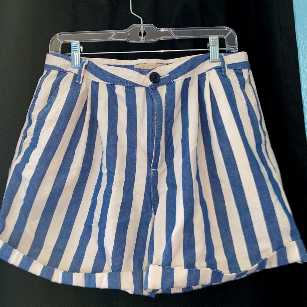 striped denim shorts
